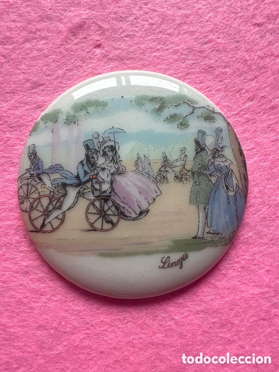 Antiguidades: Medalla o medall&oacute;n cer&aacute;mica porcelana de Limoges, Francia (A19)