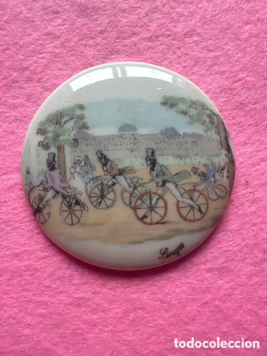 Antiguidades: Medalla o medall&oacute;n cer&aacute;mica porcelana de Limoges, Francia (A19)