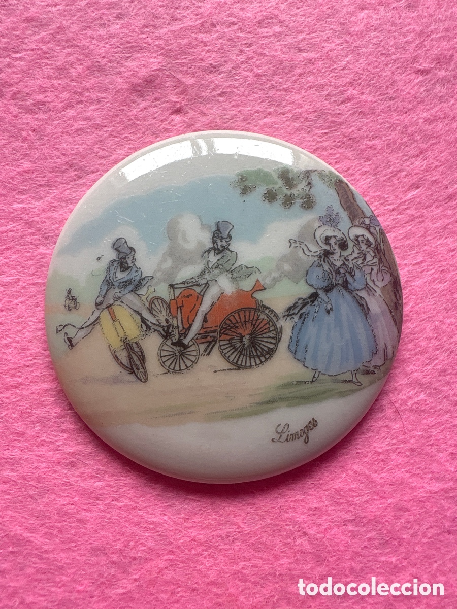 Antiguidades: Medalla o medall&oacute;n cer&aacute;mica porcelana de Limoges, Francia (A19)