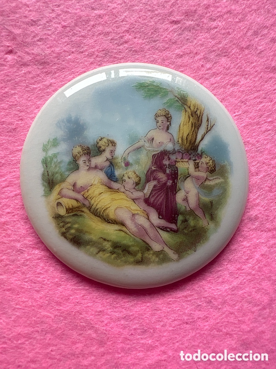 Antiguidades: Medalla o medall&oacute;n cer&aacute;mica porcelana de Limoges, Francia (A19)