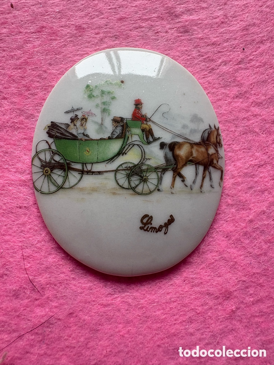 Antiques: Medalla o medall&oacute;n cer&aacute;mica porcelana de Limoges, Francia (A19)