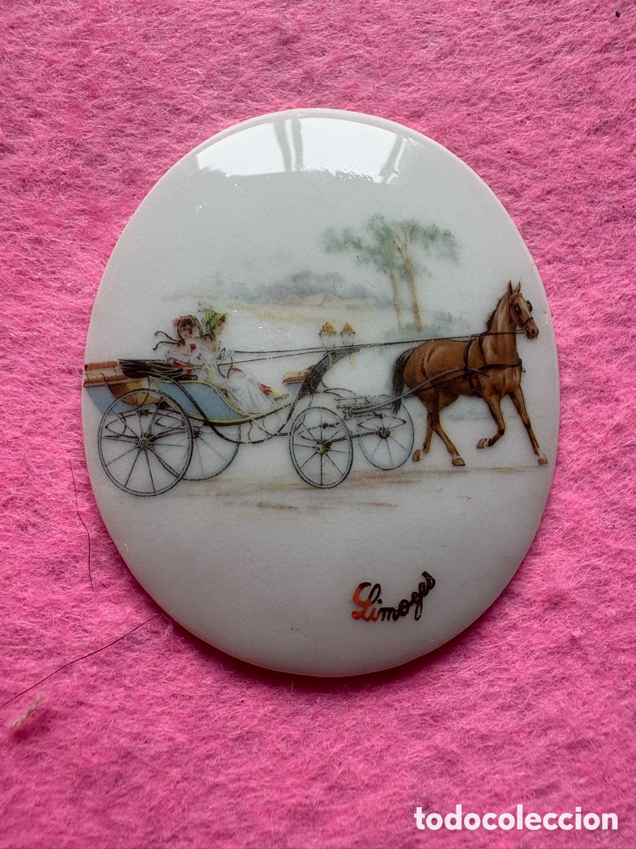 Antiguidades: Medalla o medall&oacute;n cer&aacute;mica porcelana de Limoges, Francia (A19)