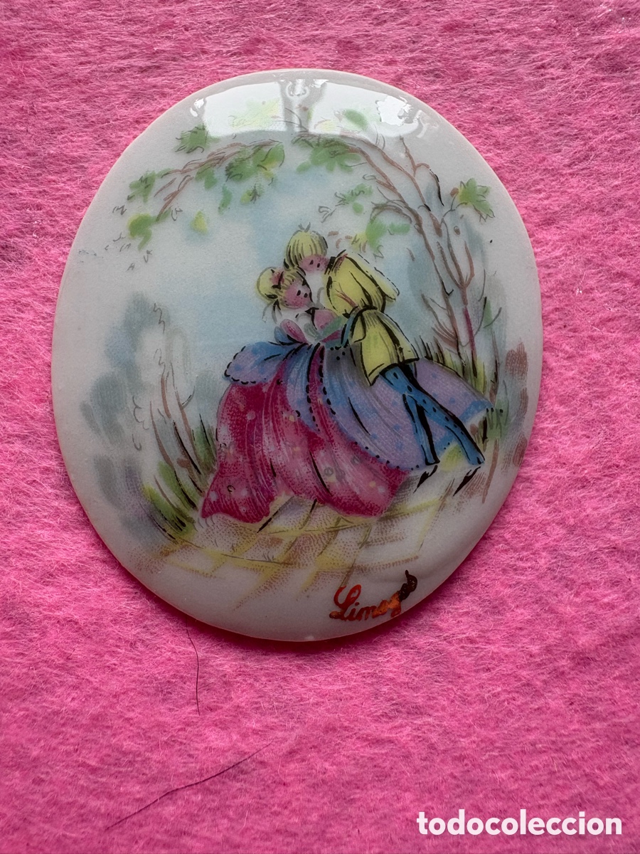 Antiques: Medalla o medall&oacute;n cer&aacute;mica porcelana de Limoges, Francia (A19)