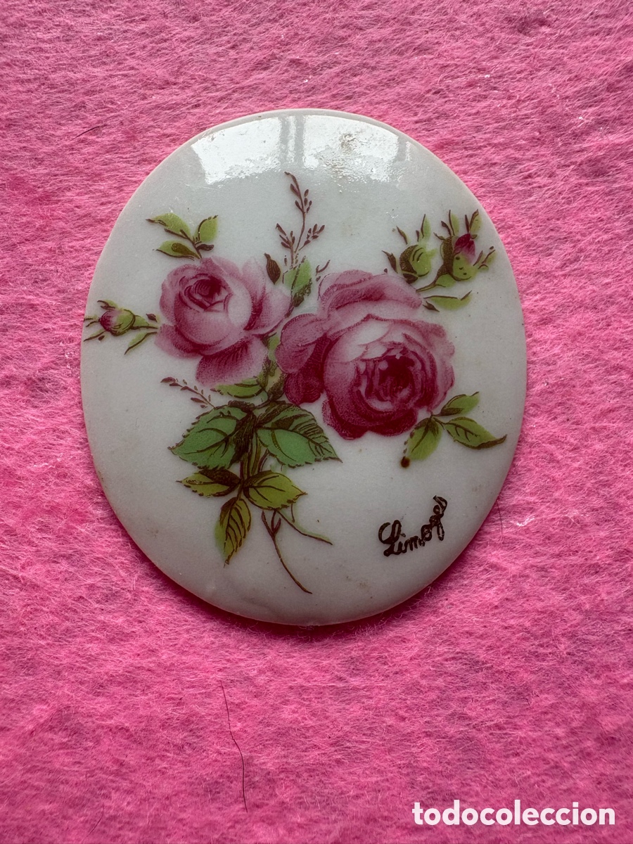 Antiguidades: Medalla o medall&oacute;n cer&aacute;mica porcelana de Limoges, Francia (A19)