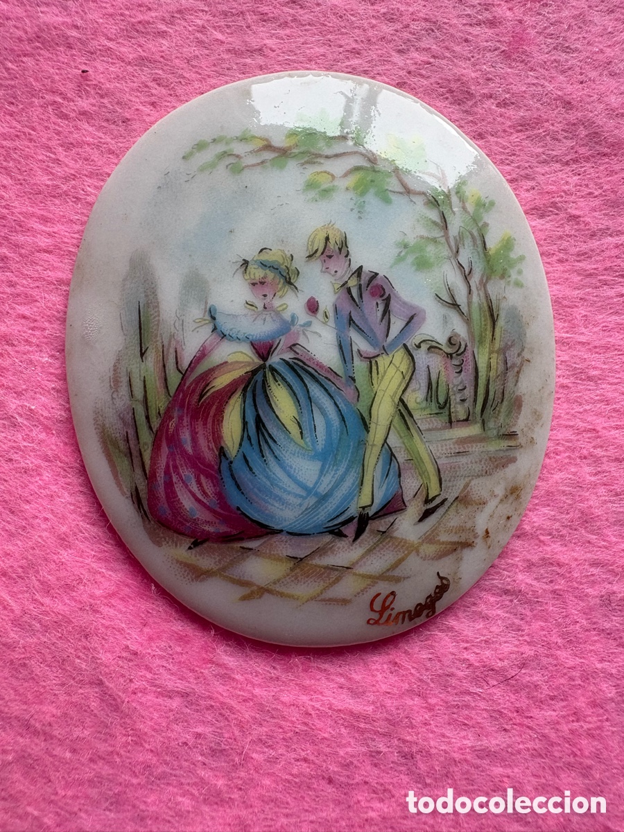 Antiques: Medalla o medall&oacute;n cer&aacute;mica porcelana de Limoges, Francia (A19)