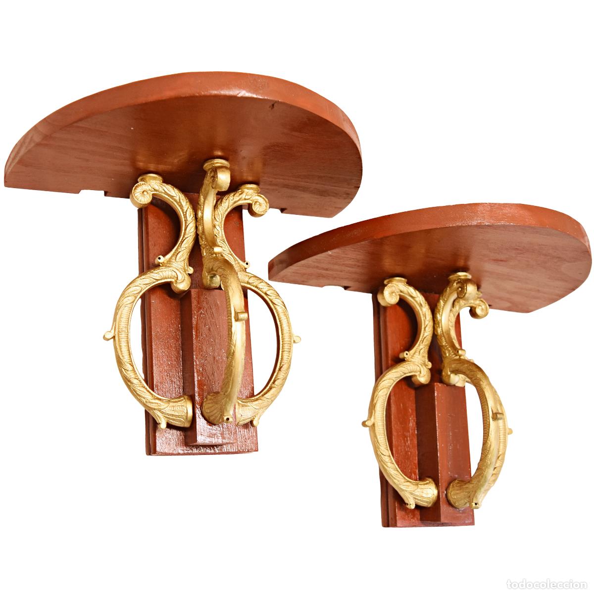 Antiquit&auml;ten: Repisas o m&eacute;nsulas de pared - Bronce, madera
