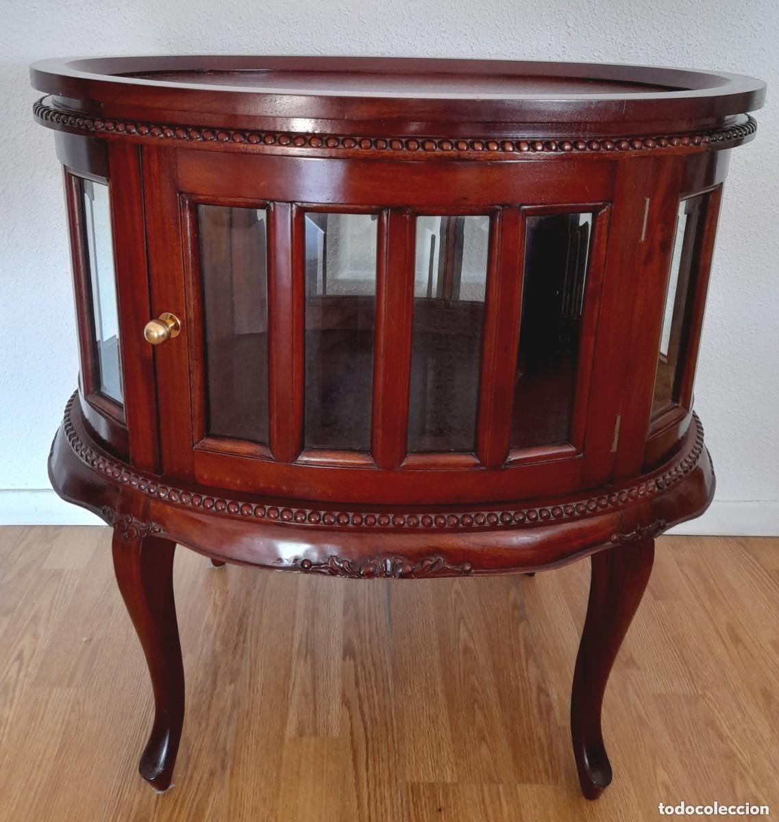 Antiquit&auml;ten: Mueble bar licorera botellero con bandeja estilo ingl&eacute;s vitrina 12 cristales 77x73x50cm SOLO RECOGER