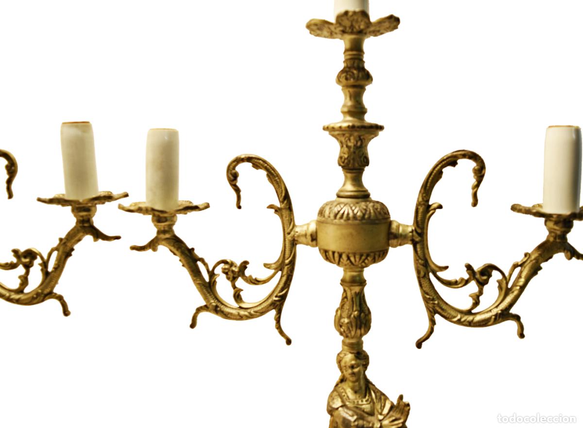 Antig&uuml;edades: Candelabros de mesa de bronce con base de m&aacute;rmol - Foto 7