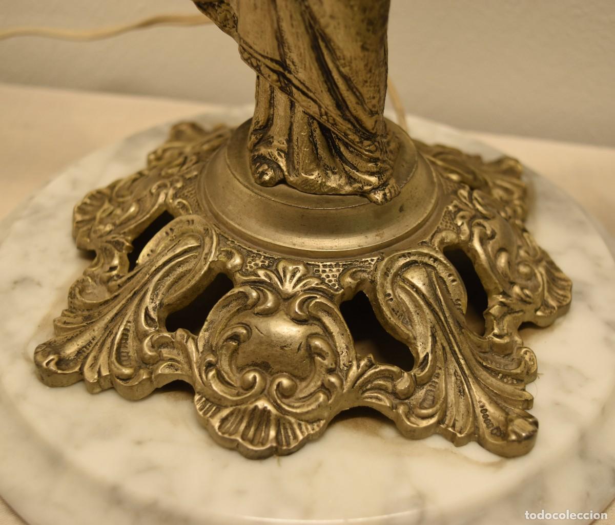 Antig&uuml;edades: Candelabros de mesa de bronce con base de m&aacute;rmol - Foto 13