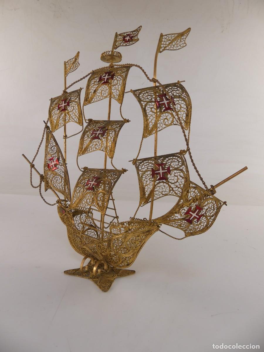 Antig&uuml;edades: BARCO GALERA DE FILIGRANA SOUVENIR DE PORTUGAL