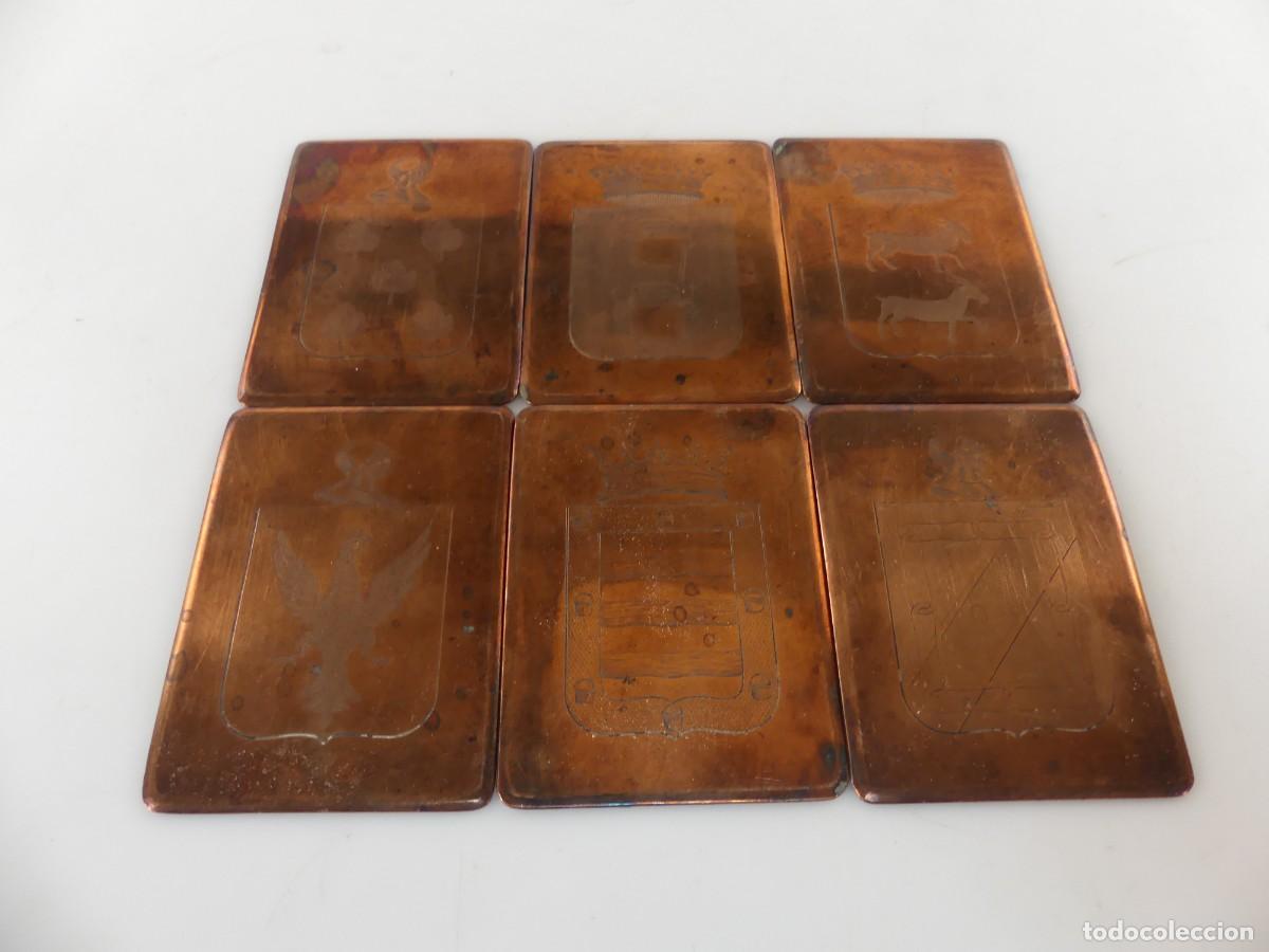 Antig&uuml;edades: LOTE DE 6 PLACAS DE COBRE GRABADOS ESCUDOS