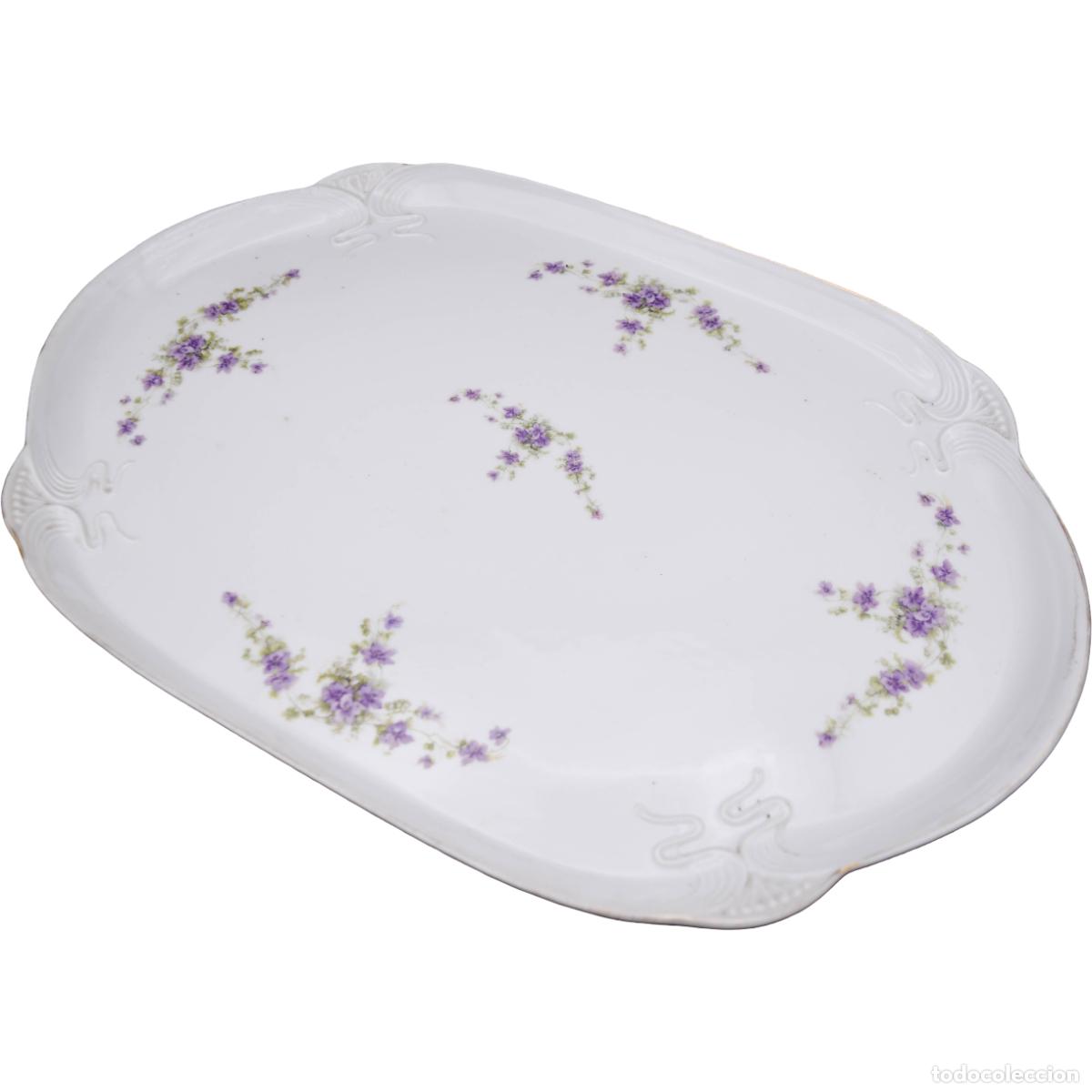Antiguidades: Bandeja de porcelana pintada a mano