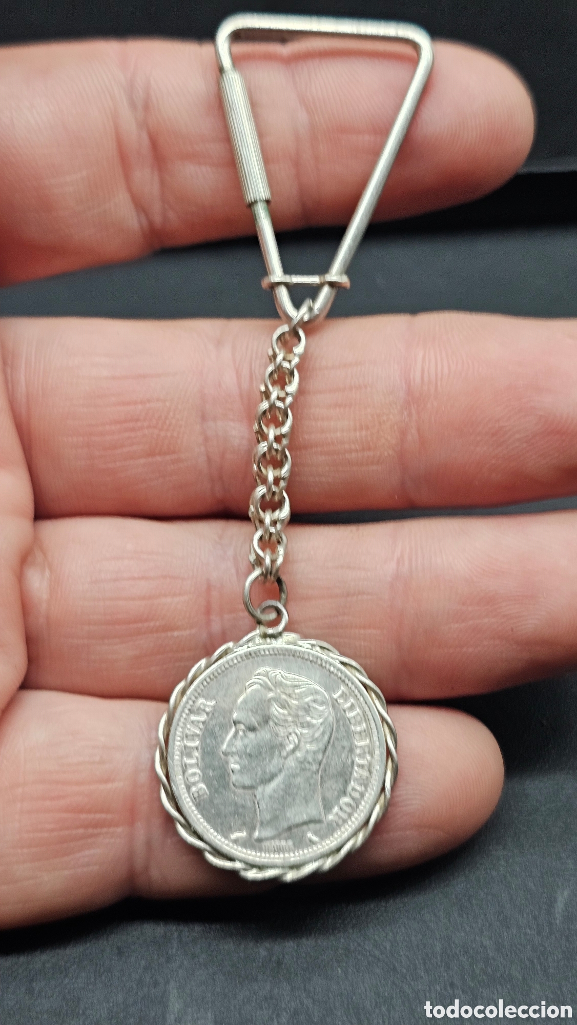 Antiques: Llavero de plata de ley contrastada
