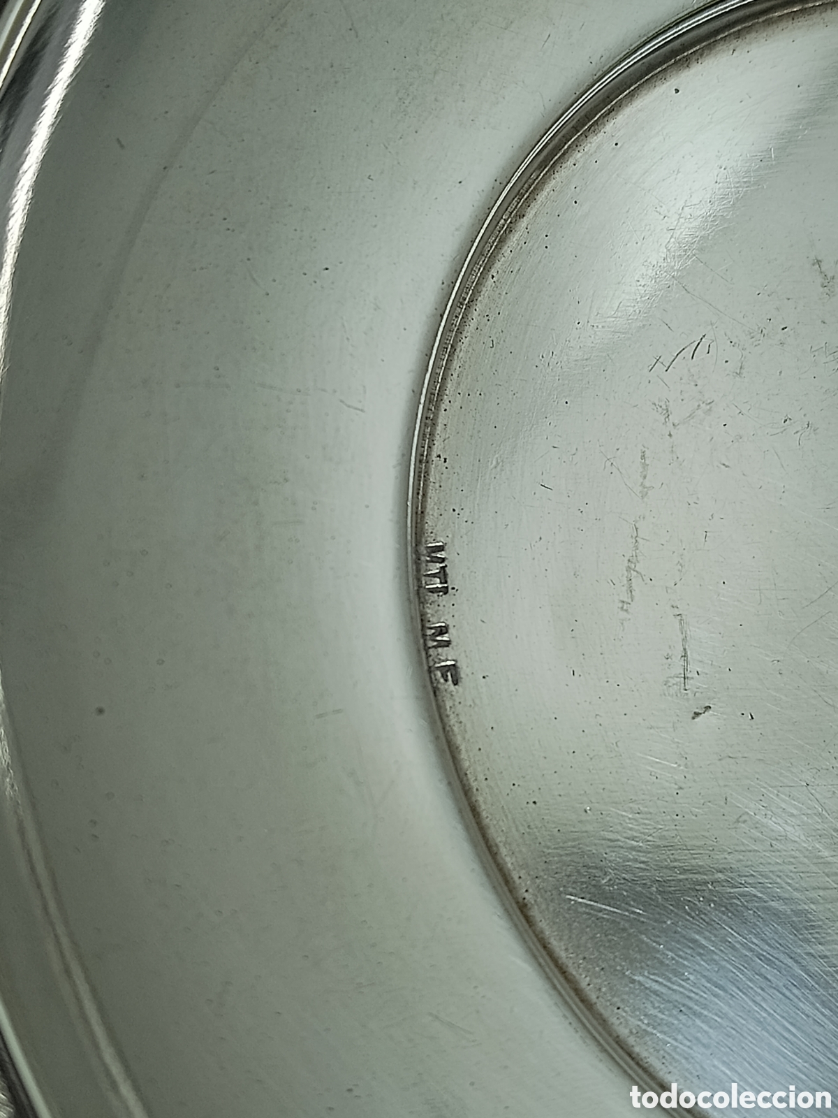 Antig&uuml;edades: PLATO DE METAL PLATEADO - 18cm - Foto 3