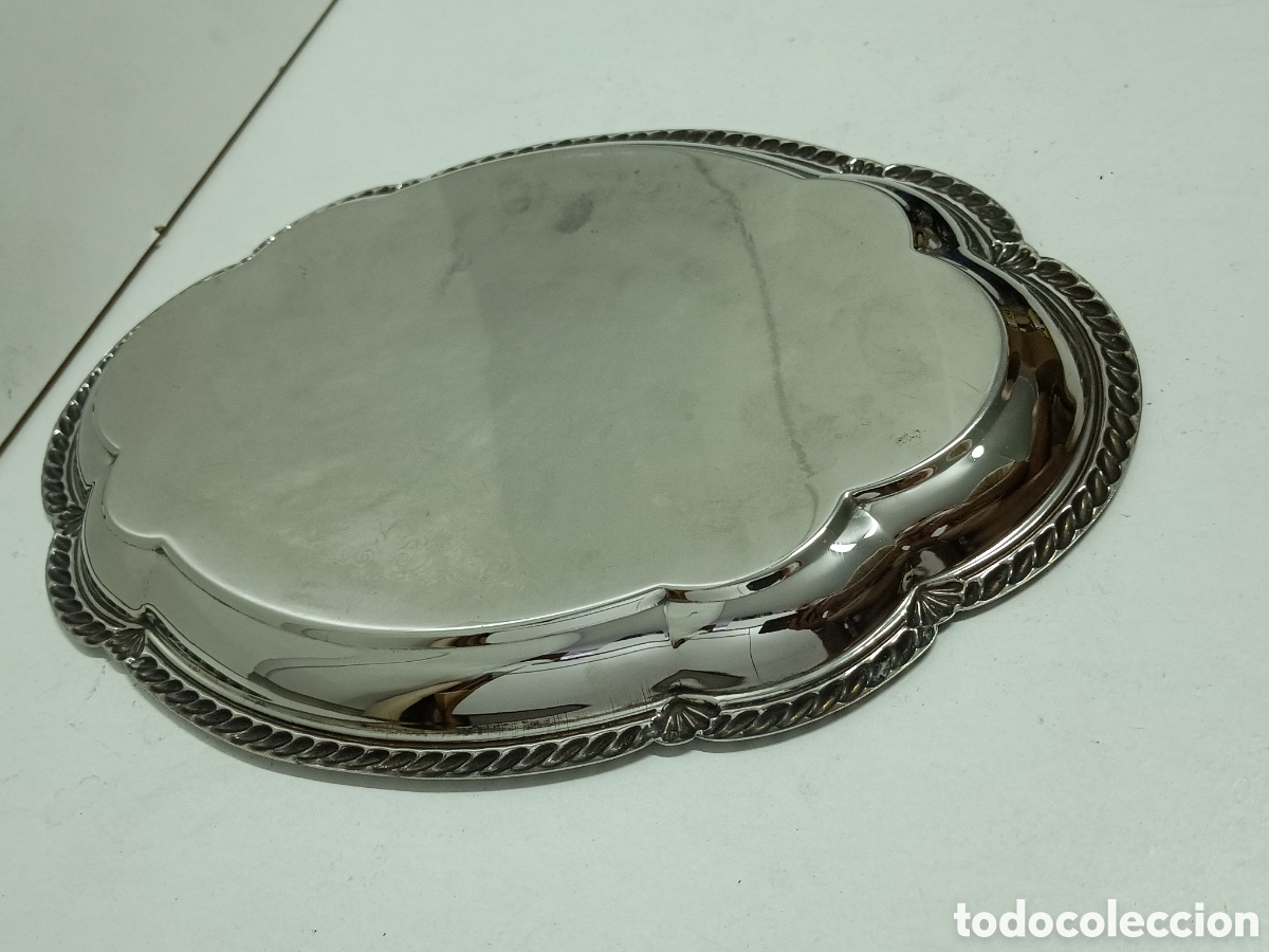 Antig&uuml;edades: BANDEJA PLATEADA Y GRABADA - 34x24cm - Foto 3