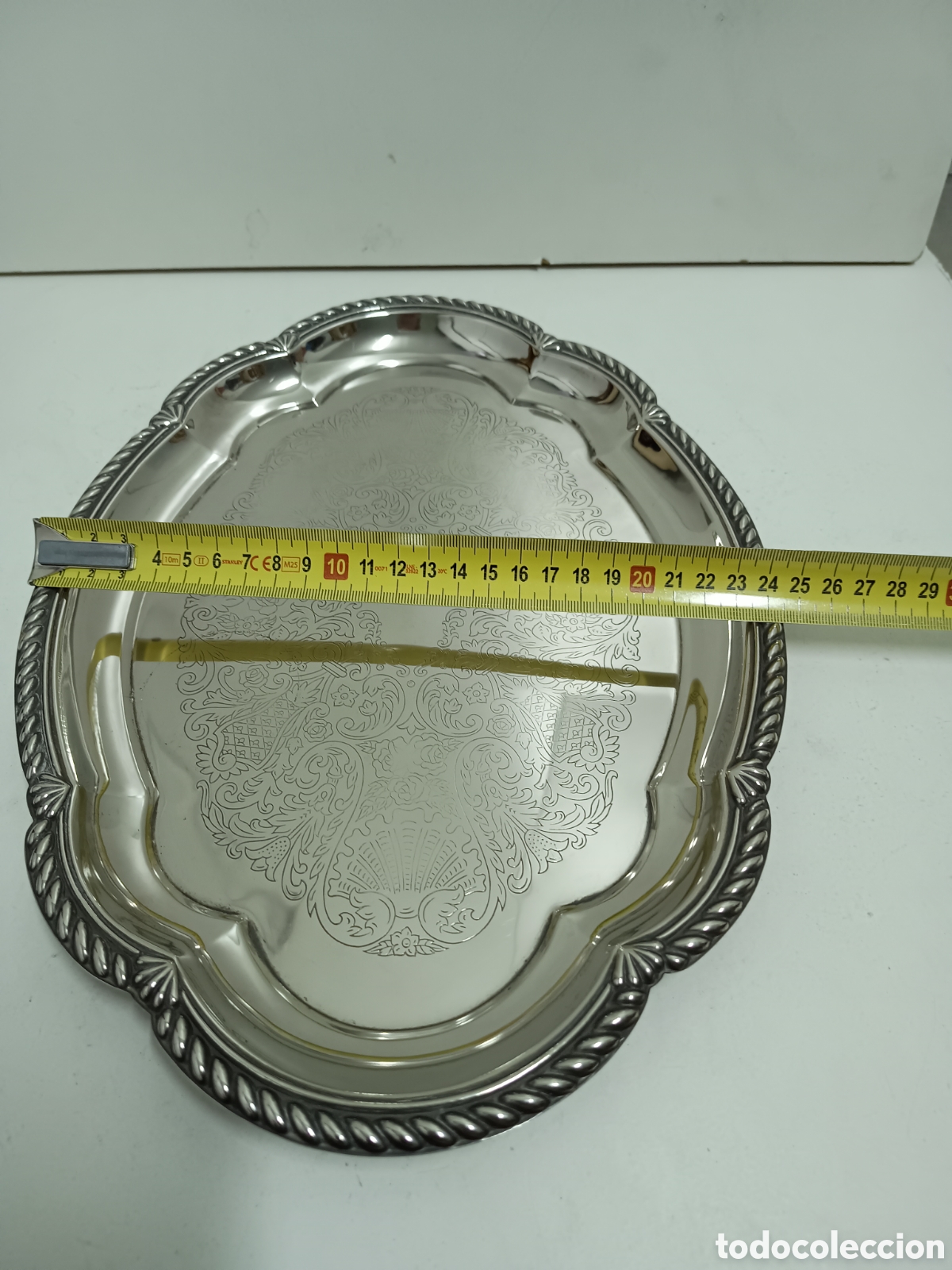 Antig&uuml;edades: BANDEJA PLATEADA Y GRABADA - 34x24cm - Foto 5