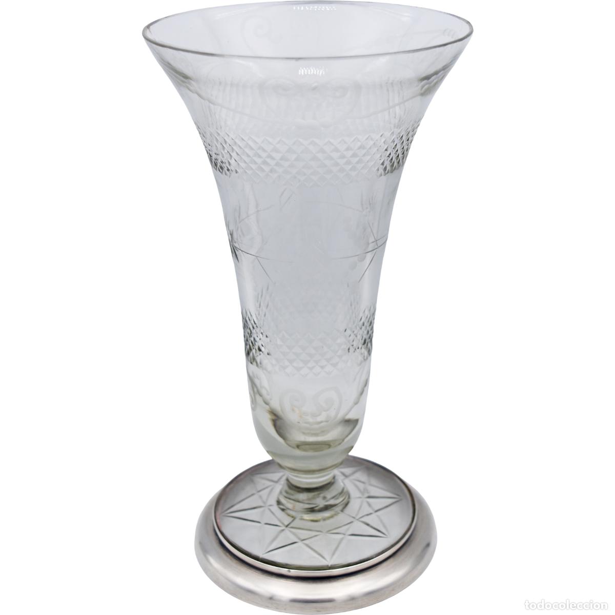 Antiques: Florero / jarr&oacute;n antiguo con base de plata