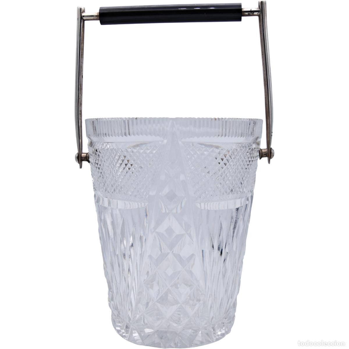 Antiques: Hielera / Cubitera de cristal tallado y plata