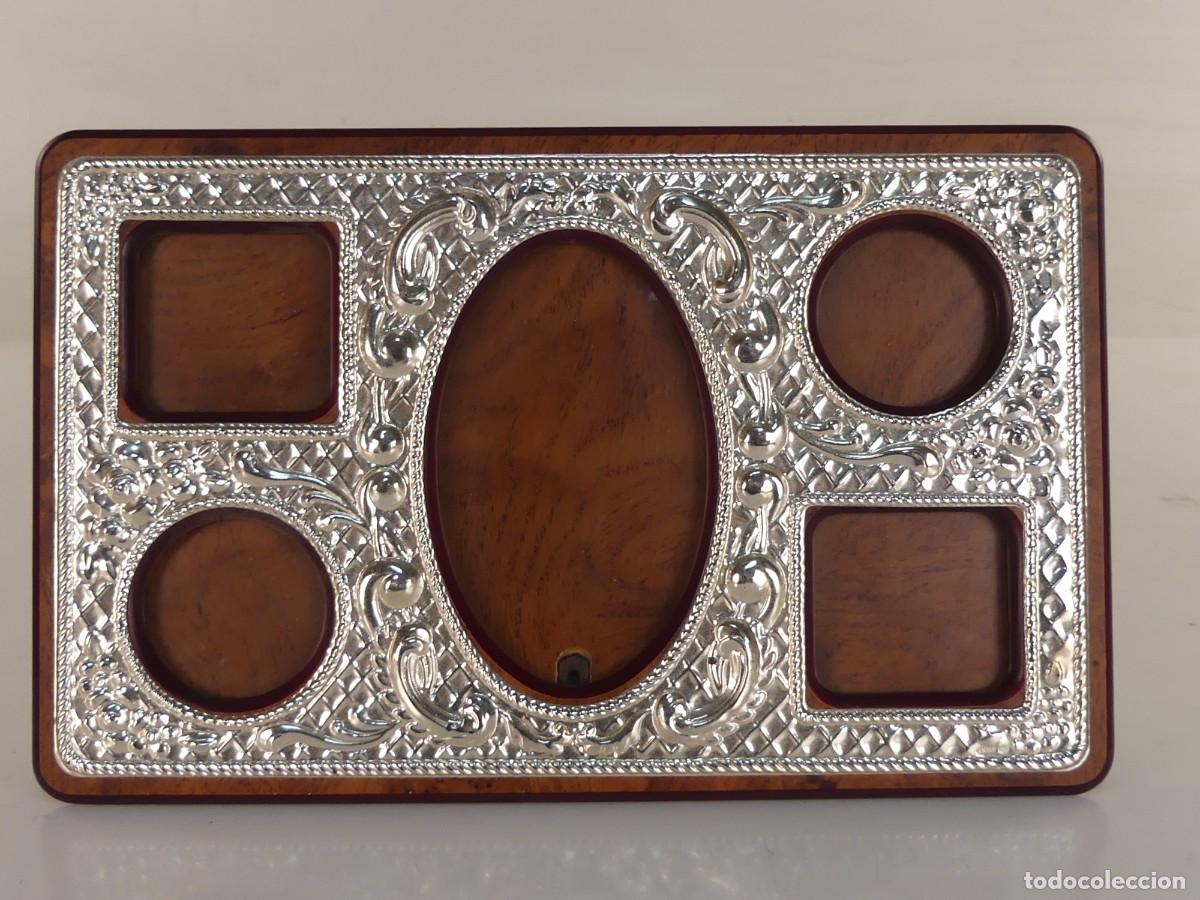 Antiques: MARCO PORTAFOTOS DE MADERA Y PLATA ANTIGUA REPUJADA