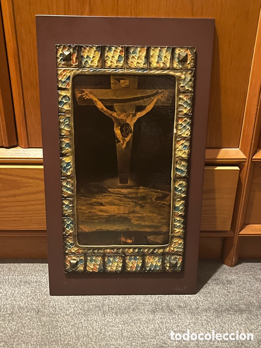Antiguidades: Cuadro CRISTO SAN JUAN DE LA CRUZ. Salvador Dal&iacute;. Mosaico. Madera