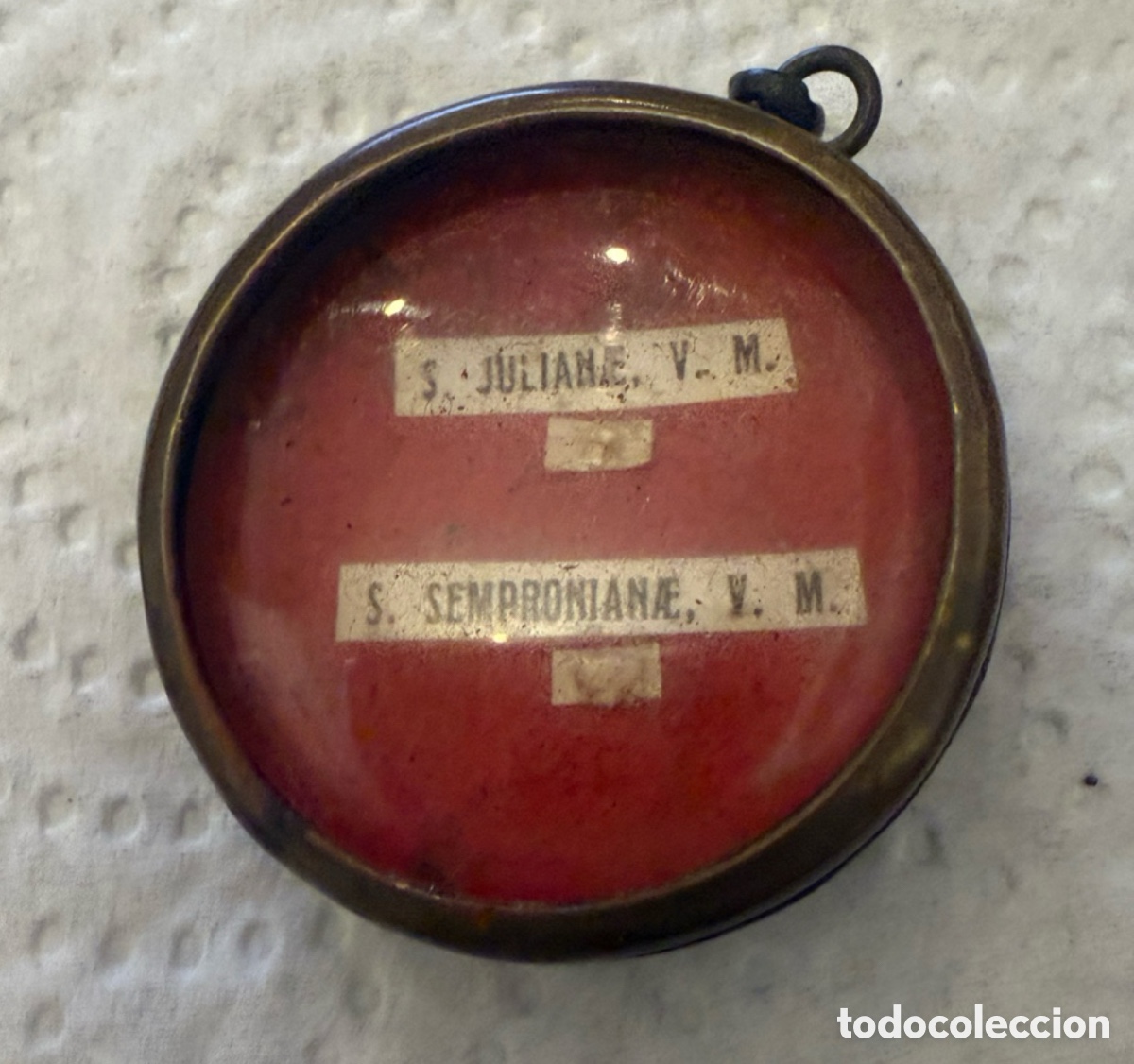 Antig&uuml;edades: Relicario antiguo con reliquias de Santa Juliana y Santa Semproniana &ndash; Lacre original