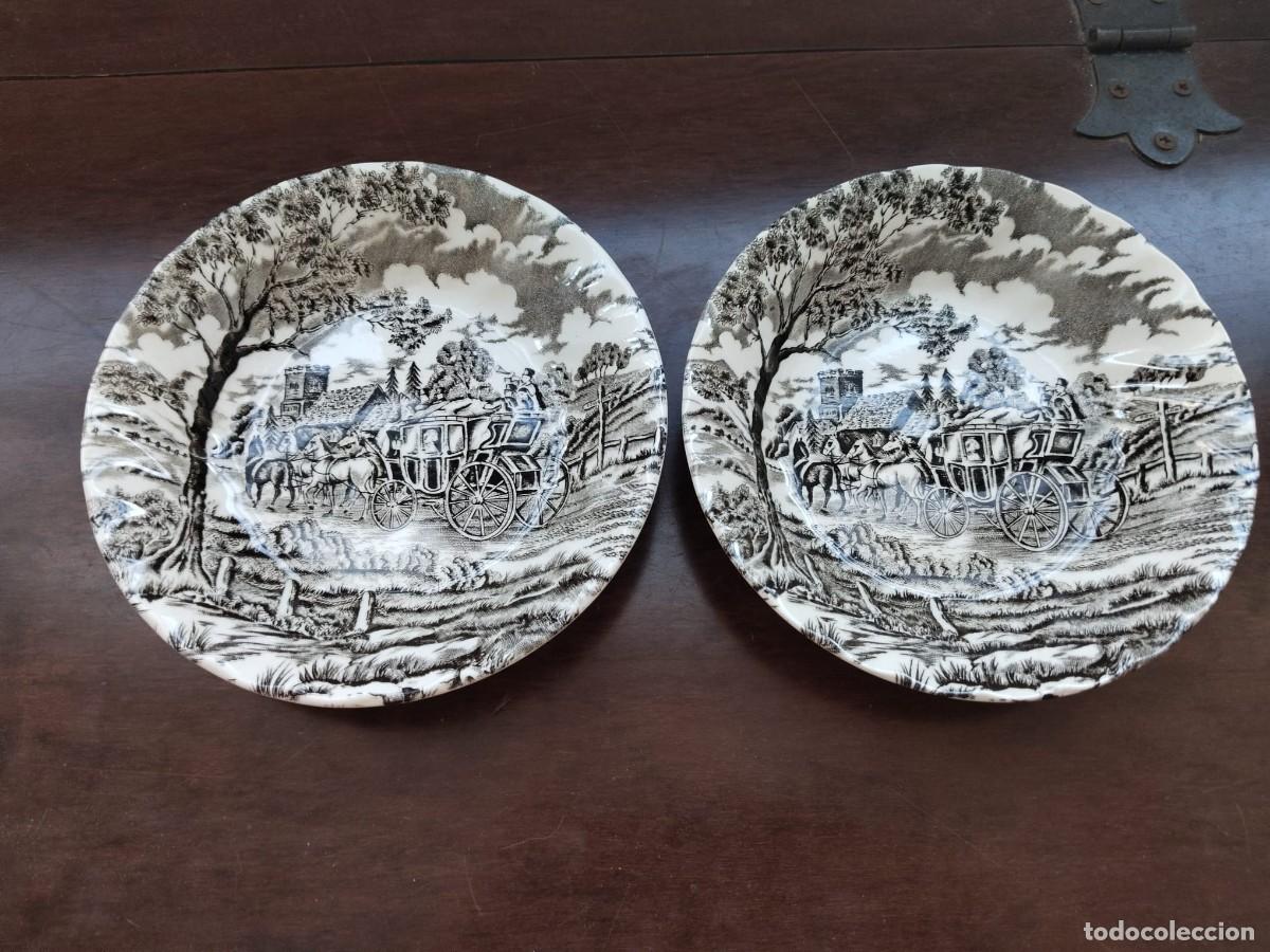 Antiques: Pareja de cuencos cer&aacute;mica inglesa Royal Mail, Myott. 13,3 cm