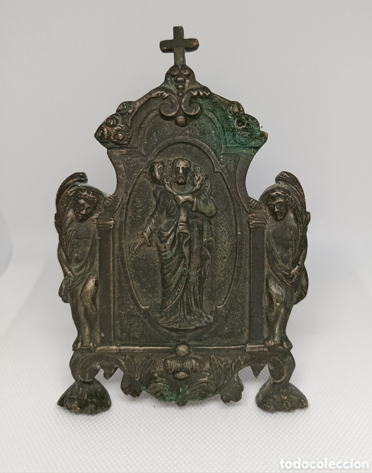 Antig&uuml;edades: Portapaz. Bronce. Siglo XVII el buen pastor - placa devocionaria