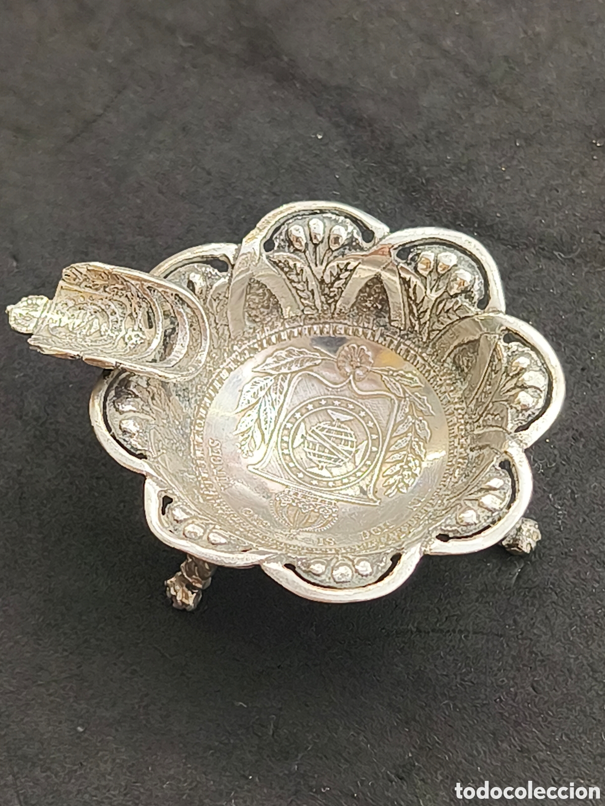Antig&uuml;edades: Cenicero plata con moneda 1000 reis 1860 brasil