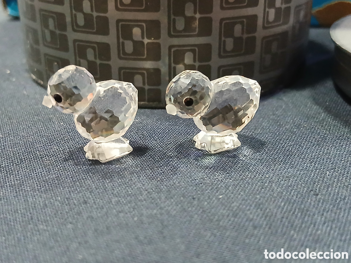 Antiguidades: SALIDA 0.01&euro;. Pareja de pollitos en cristal de Swarovski. (L133)