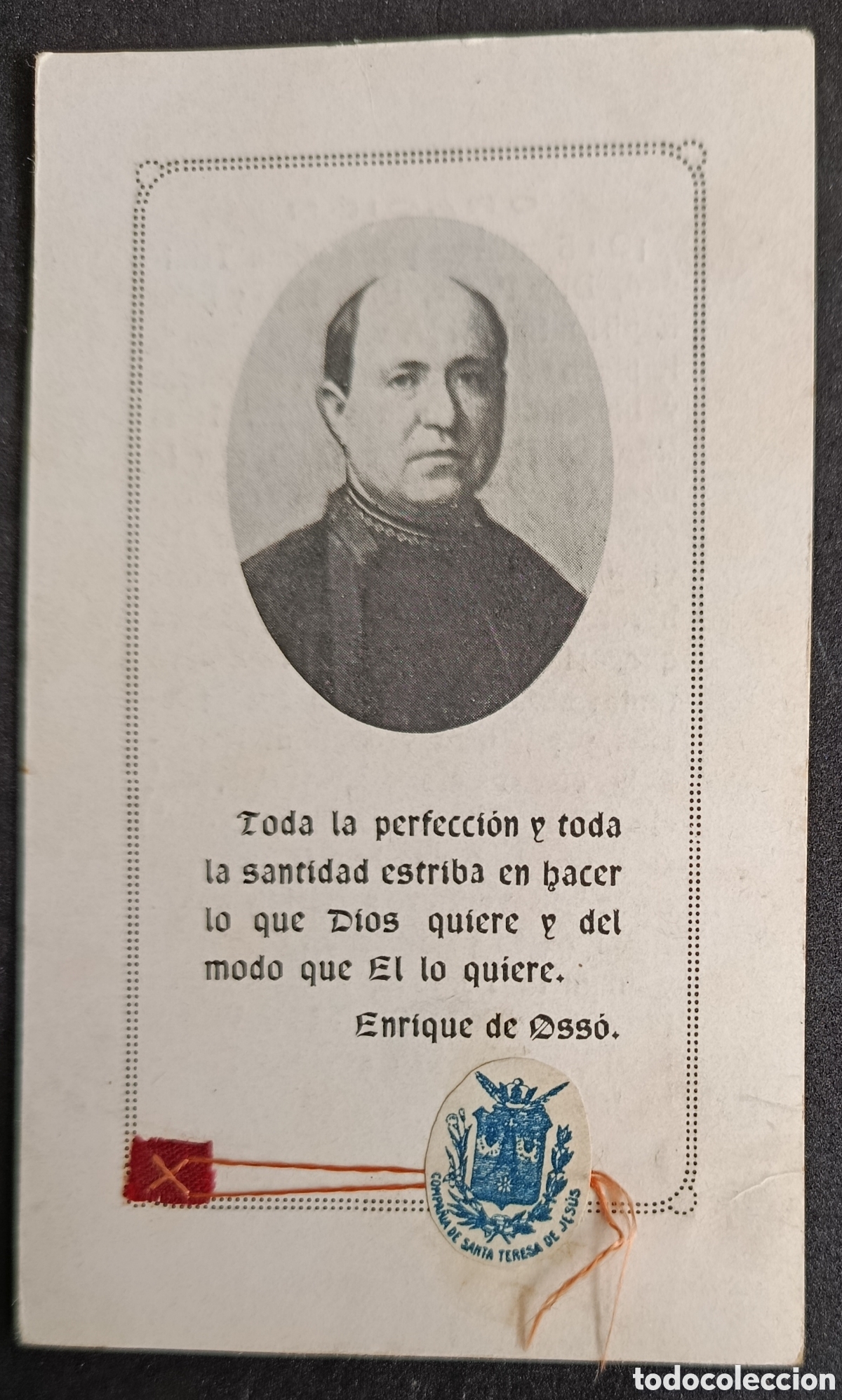 Antiquit&eacute;s: ESTAMPA RELIGIOSA DEL SIERVO DE DIOS ENRIQUE DE OSS&Oacute; ( CON RELIQUIA ) ORACION RELICARIO