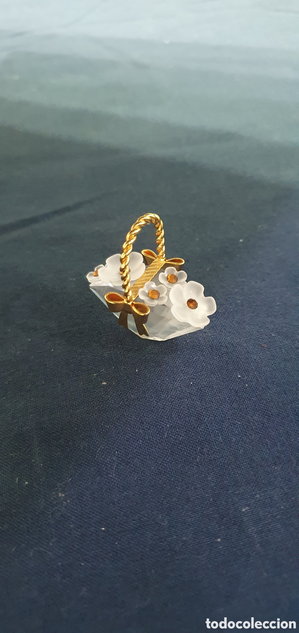 Antiguidades: SALIDA 0.01&euro;. Cesto con flores cristal de Swarovski. (L133)