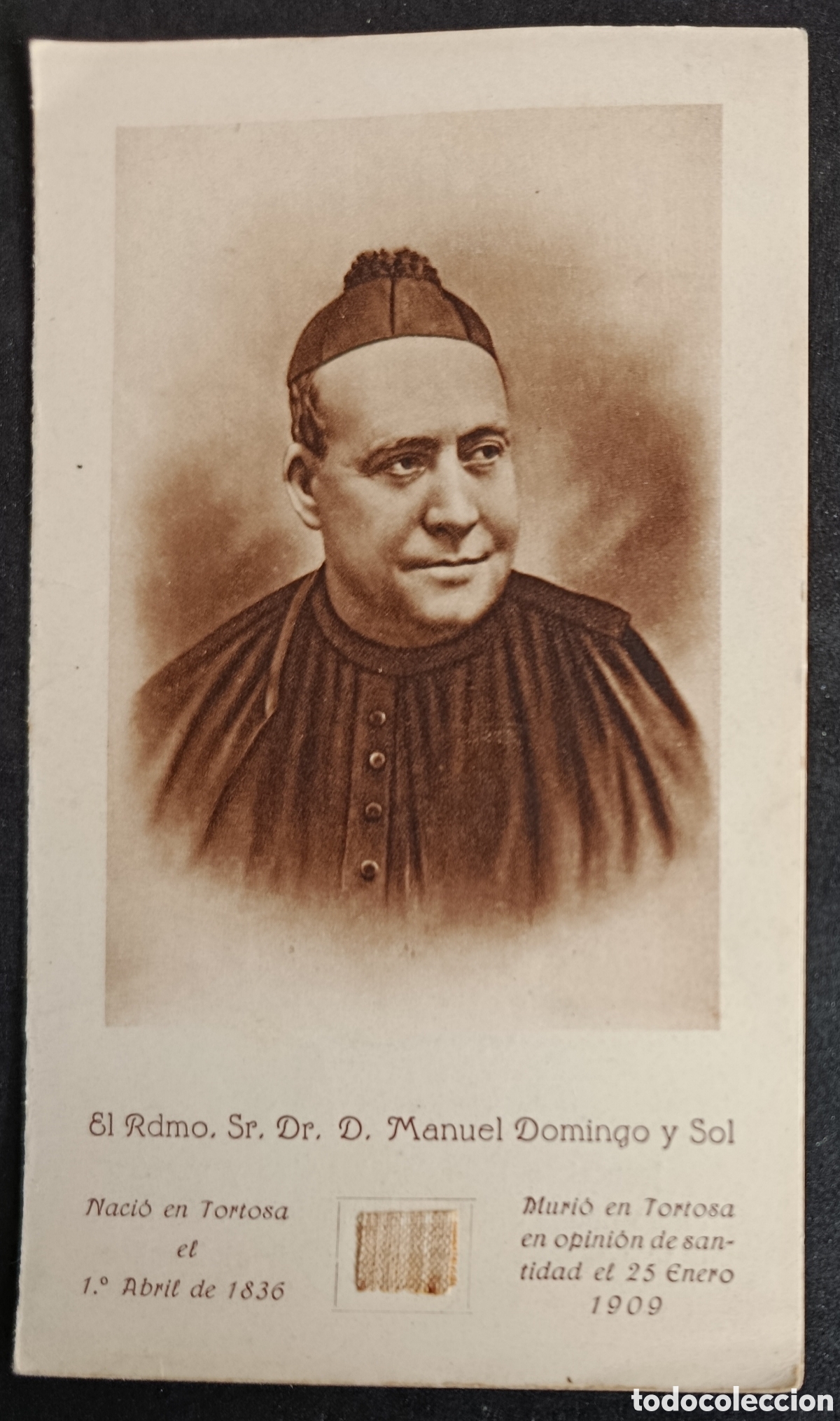 Antiquit&eacute;s: ESTAMPA RELIGIOSA DE MANUEL DOMINGO Y SOL ( CON RELIQUIA ) ORACION RELICARIO