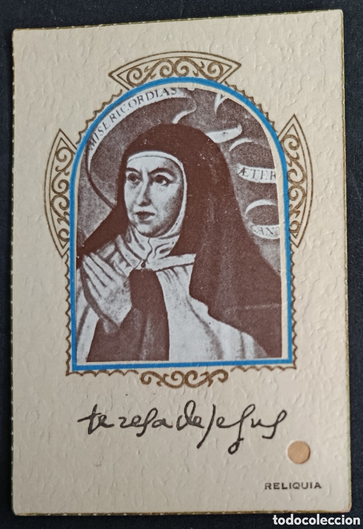 Antiques: ESTAMPA RELIGIOSA DE SANTA TERESA DE JESUS ( CON RELIQUIA ) RELICARIO