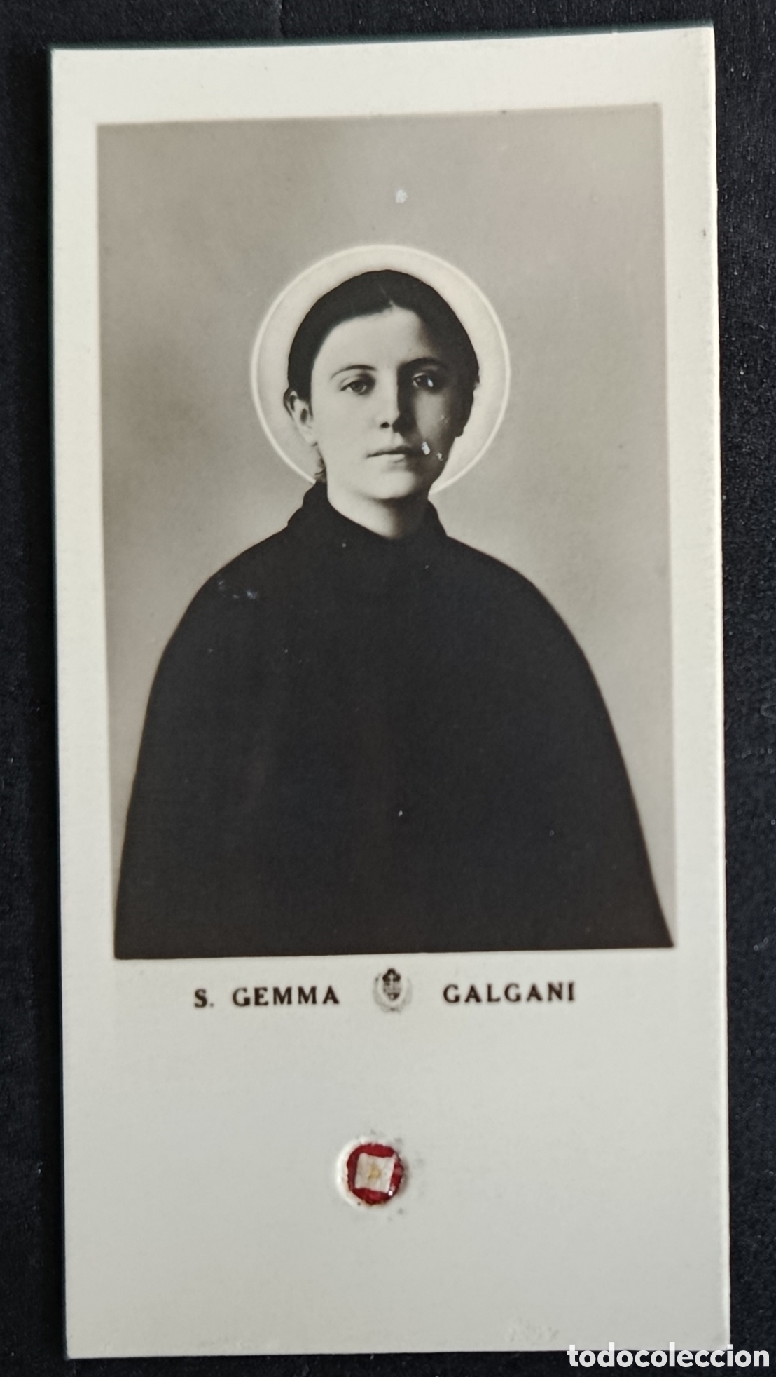 Antiquit&eacute;s: ESTAMPA RELIGIOSA DE SANTA GEMMA GALGANI ( CON RELIQUIA ) RELICARIO