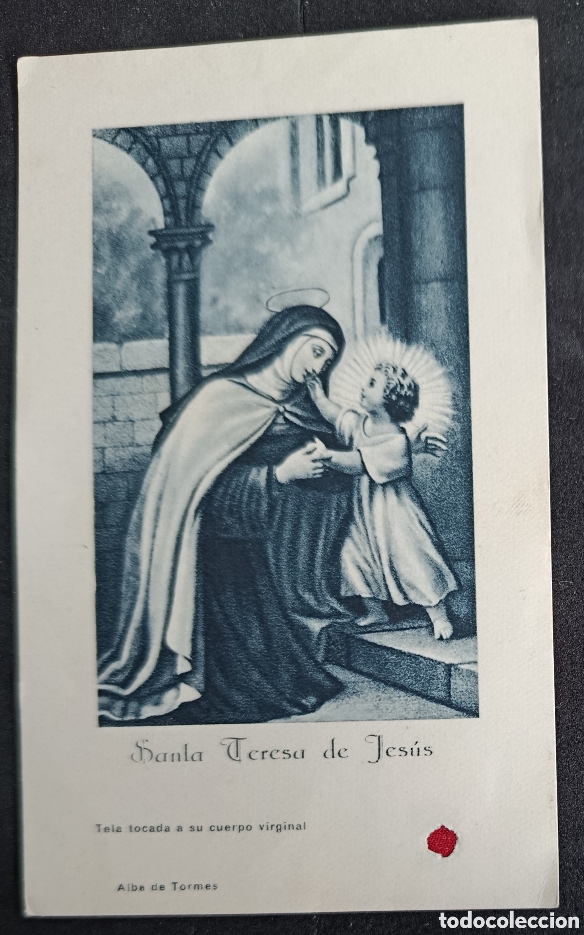 Antig&uuml;edades: ESTAMPA RELIGIOSA DE SANTA TERESA DE JESUS ( CON RELIQUIA ) ORACION RELICARIO AVILA