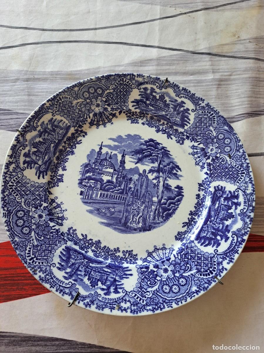 Antig&uuml;edades: Plato antiguo de la serie Vistas en color azul de La Cartuja de Sevilla - Pickman