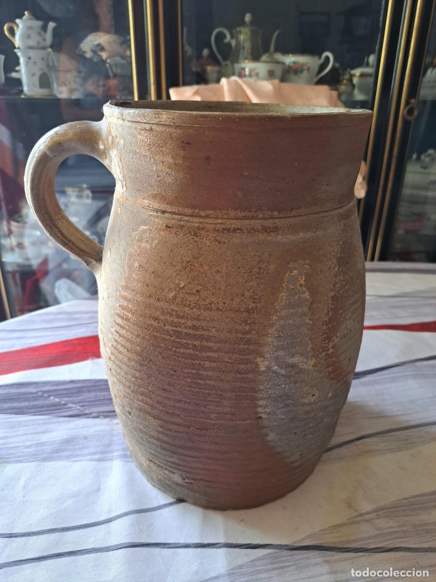 Antig&uuml;edades: Jarra antigua francesa de gres r&uacute;stica. - Foto 4