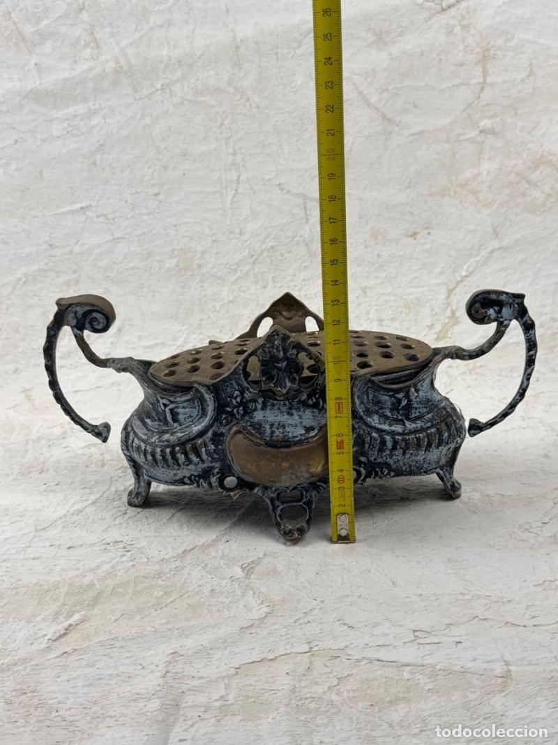Antig&uuml;edades: Centro de Mesa Jardinera Bronce Antiguo - Foto 7