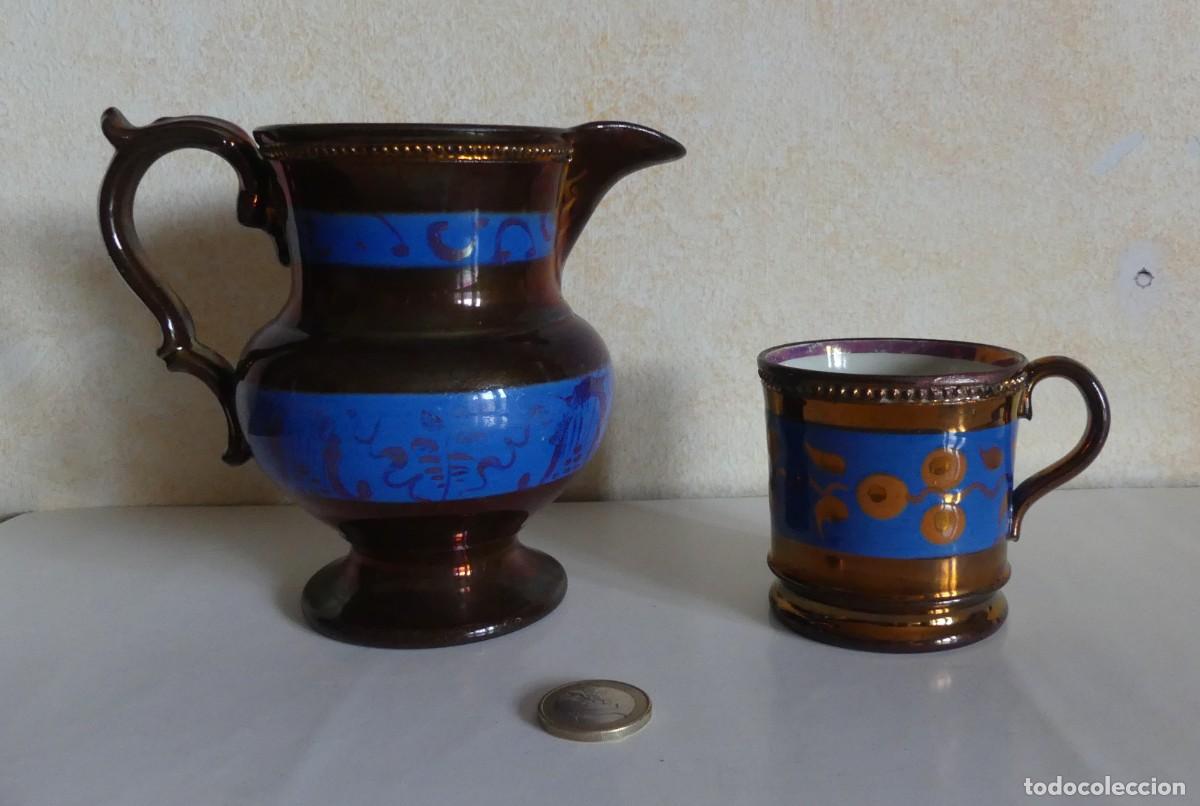 Antig&uuml;edades: ANTIGUA JARRA Y TAZA DE BRISTOL ( SIGLO XIX ) ( PAGO POR BIZUM )