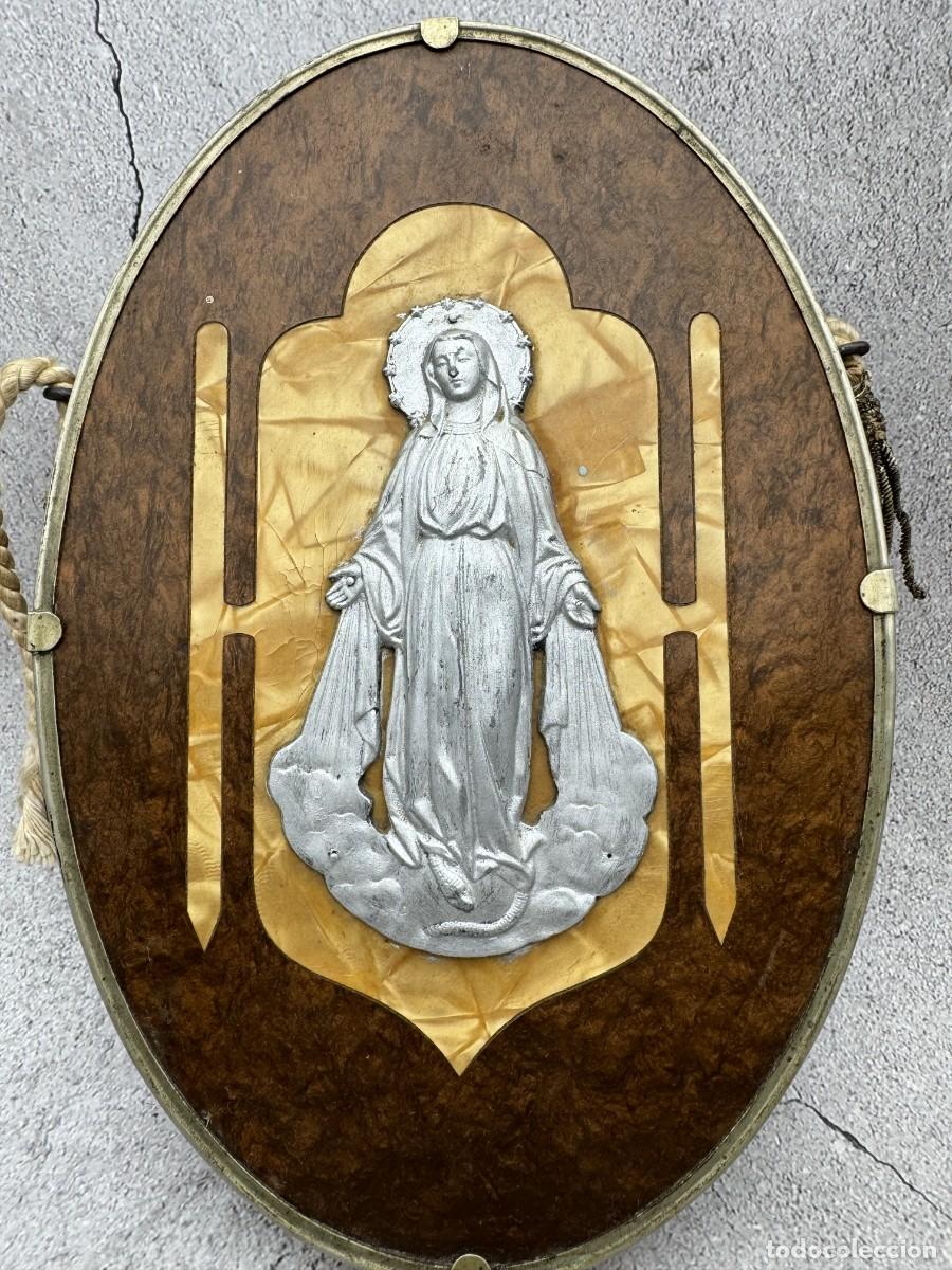 Antig&uuml;edades: Antiguo panel religioso de la Virgen Mar&iacute;a en relieve - Foto 2