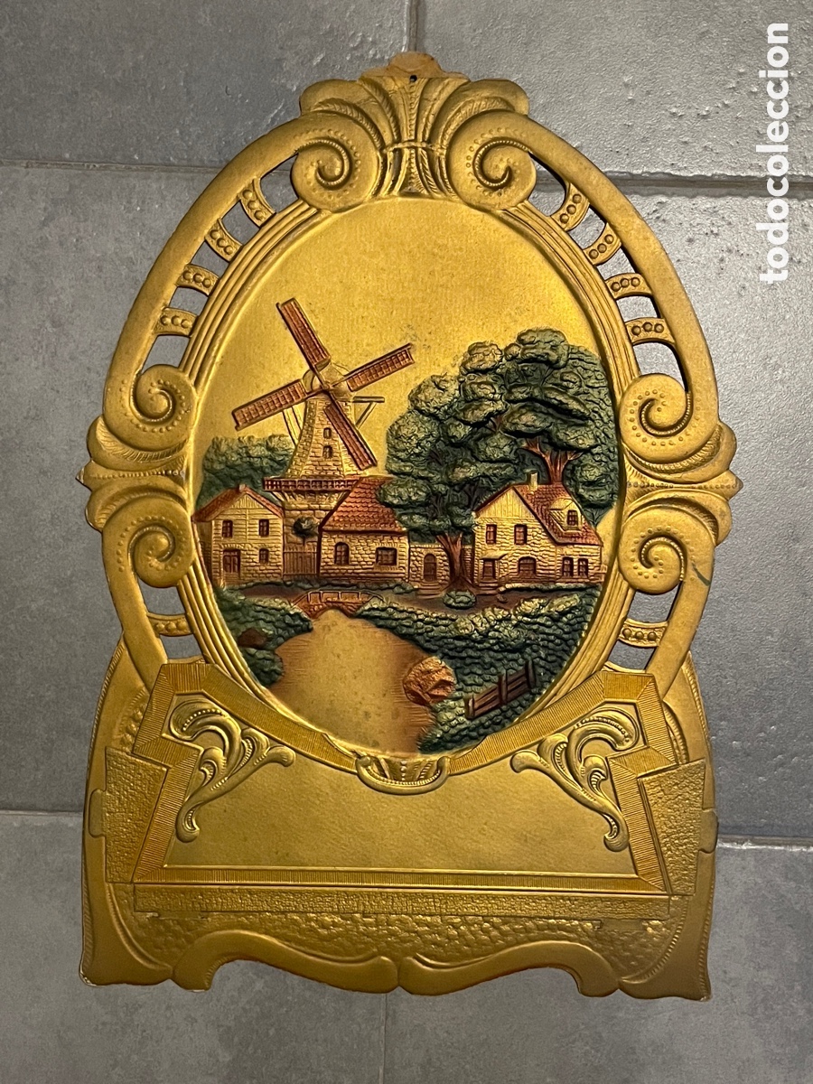 Antiquit&auml;ten: Panel decorativo modernista. Molino. Cart&oacute;n con relieve.