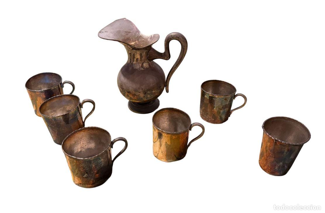 Antig&uuml;edades: ANTIGUO JUEGO DE MENAJE O CAF&Eacute; CON JARRA Y SEIS TAZAS. PLATA PUNZONADA. ESPA&Ntilde;A. SIGLO XIX.