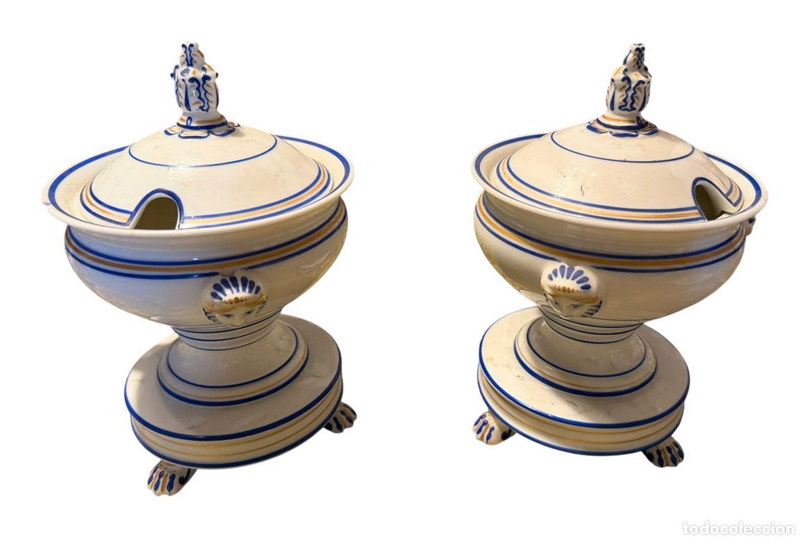 Antig&uuml;edades: PAREJA DE ANTIGUAS SOPERAS O COMPOTERAS DE ESTILO IMPERIO. PORCELANA ESMALTADA. EUROPA. SIGLO XIX.