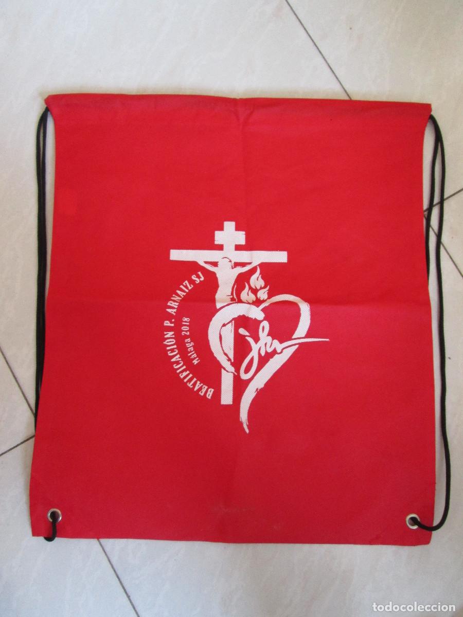 Antig&uuml;edades: BOLSA TIPO MOCHILA DE TELA - BEATIFICACION PADRE TIBURCIO ARNAIZ - MALAGA 2018