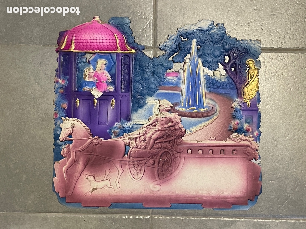 Antiquit&auml;ten: Panel decorativo modernista. Jard&iacute;n. Cart&oacute;n con relieve.