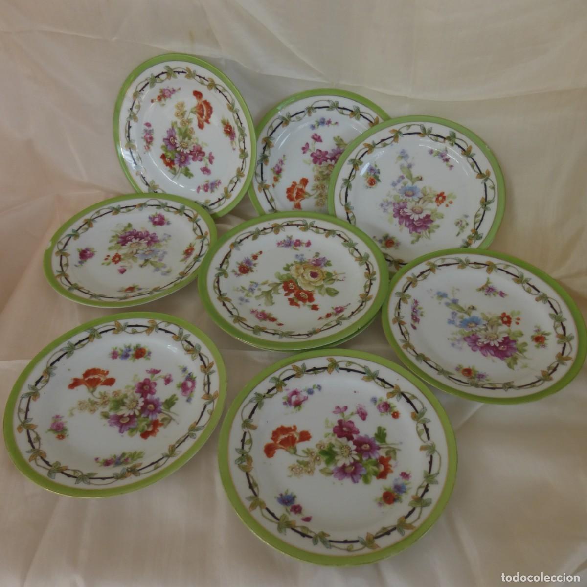 Antig&uuml;edades: ANTIGUOS 9 PLATOS DE POSTRE PORCELANA INGLESA S. XX SMALL BRITISH PORCELAIN PLATES