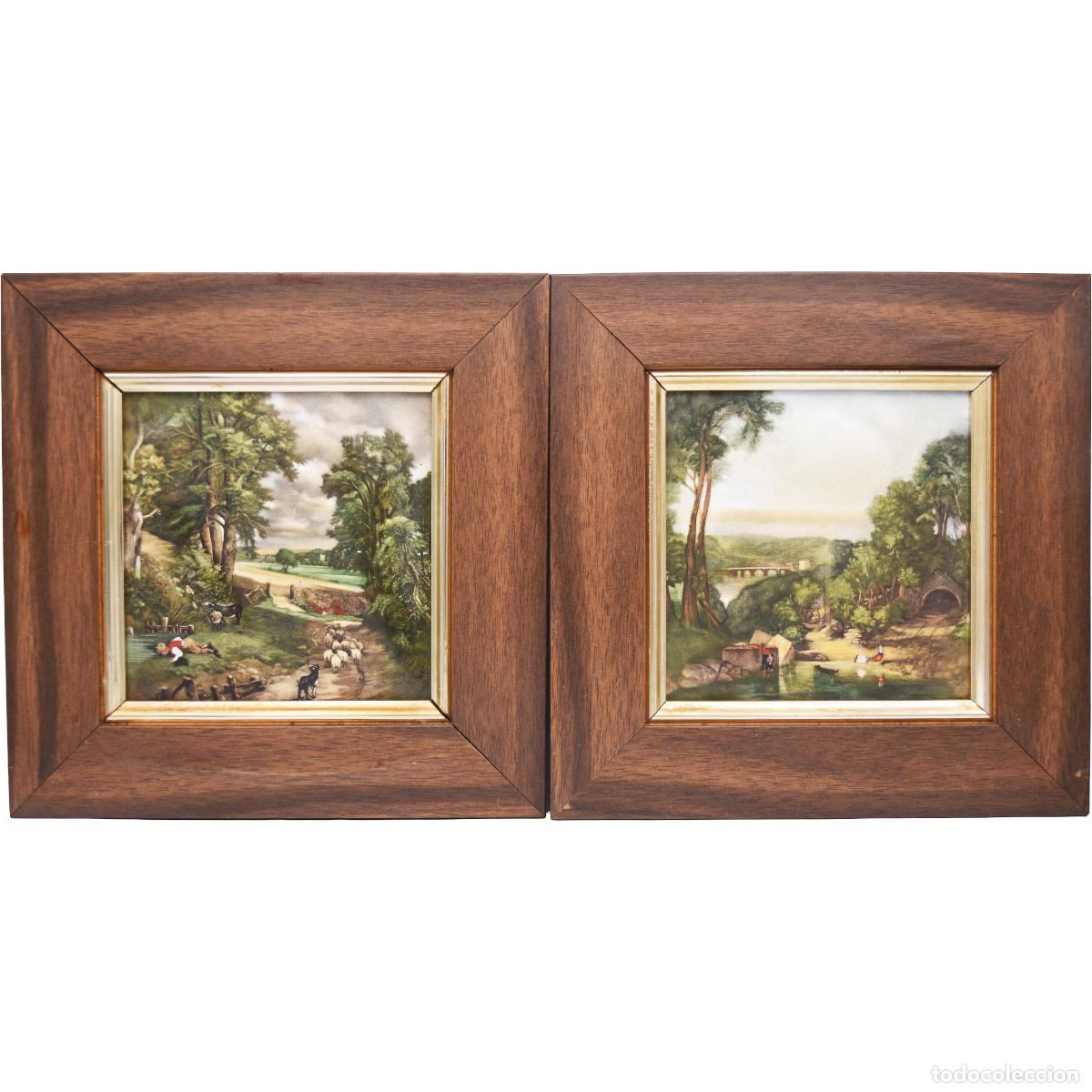 Antiques: Cuadros en azulejo con escena campestre
