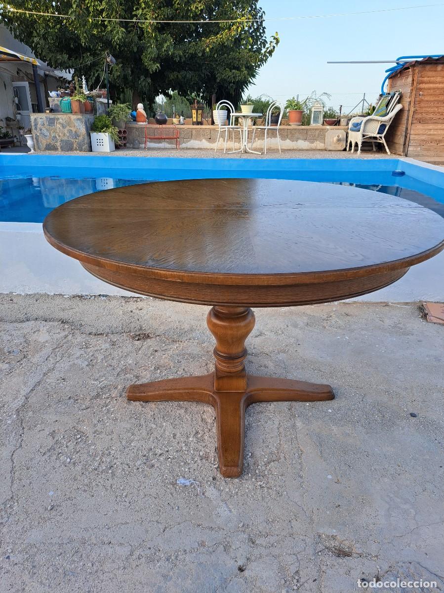Antig&uuml;edades: Preciosa mesa de roble redonda, extensible. - Foto 2