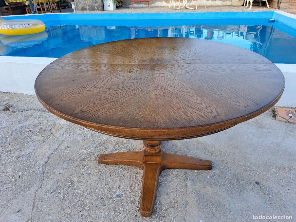 Antig&uuml;edades: Preciosa mesa de roble redonda, extensible. - Foto 12