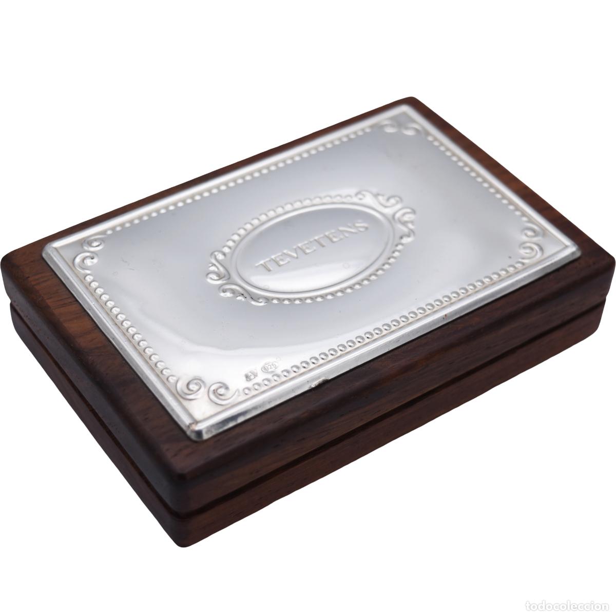 Antiquit&eacute;s: Caja de plata 925 y madera con interior forrado